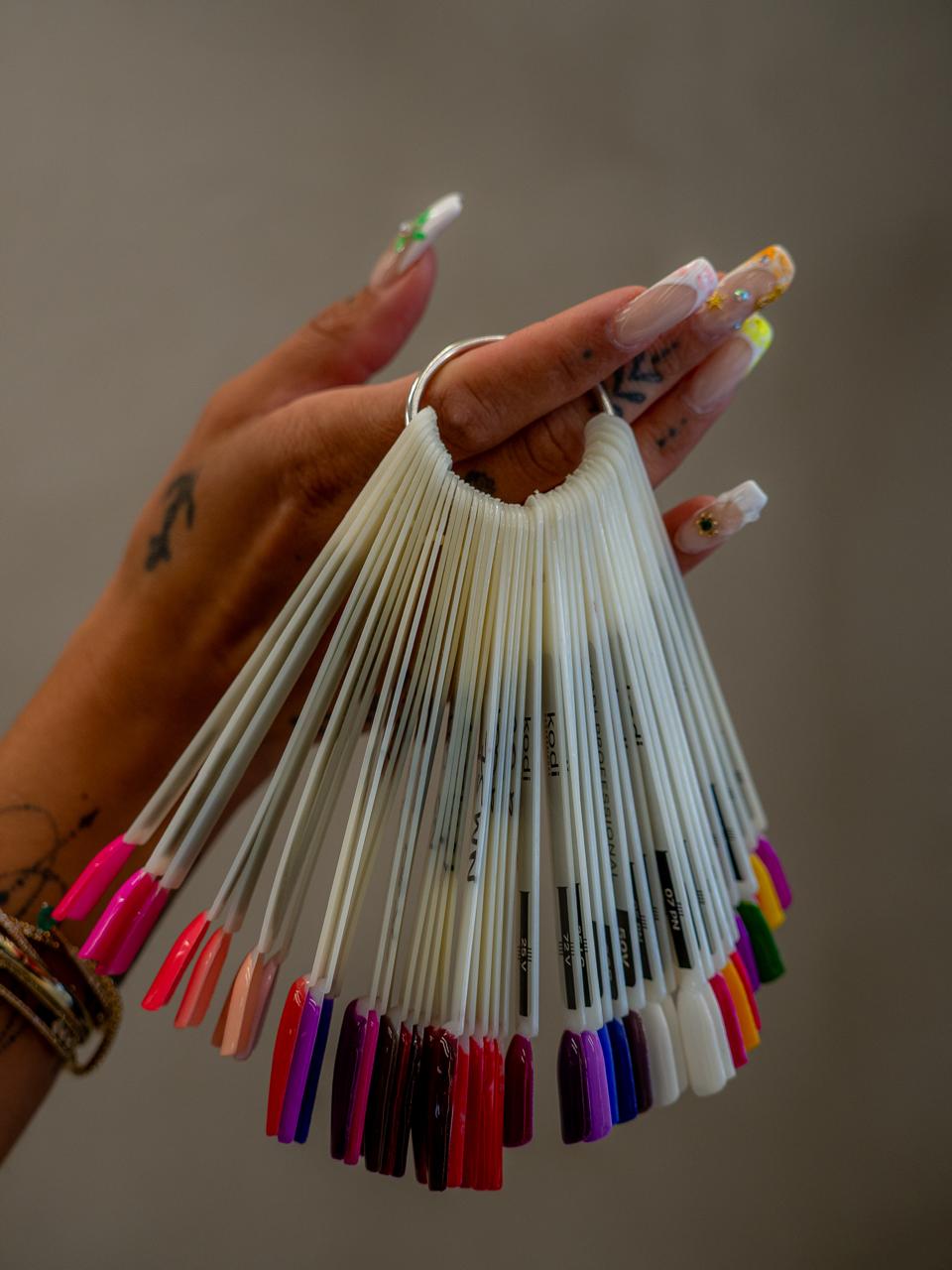Fan of professional gel polish colour swatches